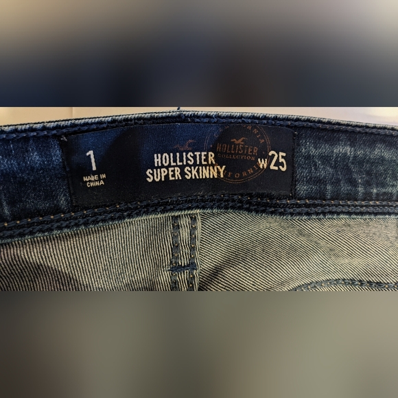 Hollister Girls Juniors Dark Wash Denim Super Skinny Mid Rise Jeans. Sz 1, W 25" - Picture 8 of 10